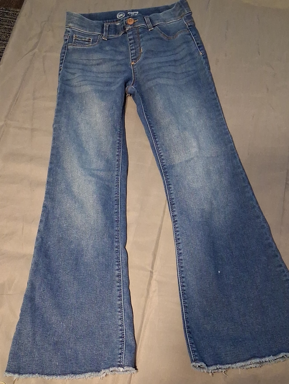 wonder nation Distressed Blue Flare Jeans with Frayed Hem